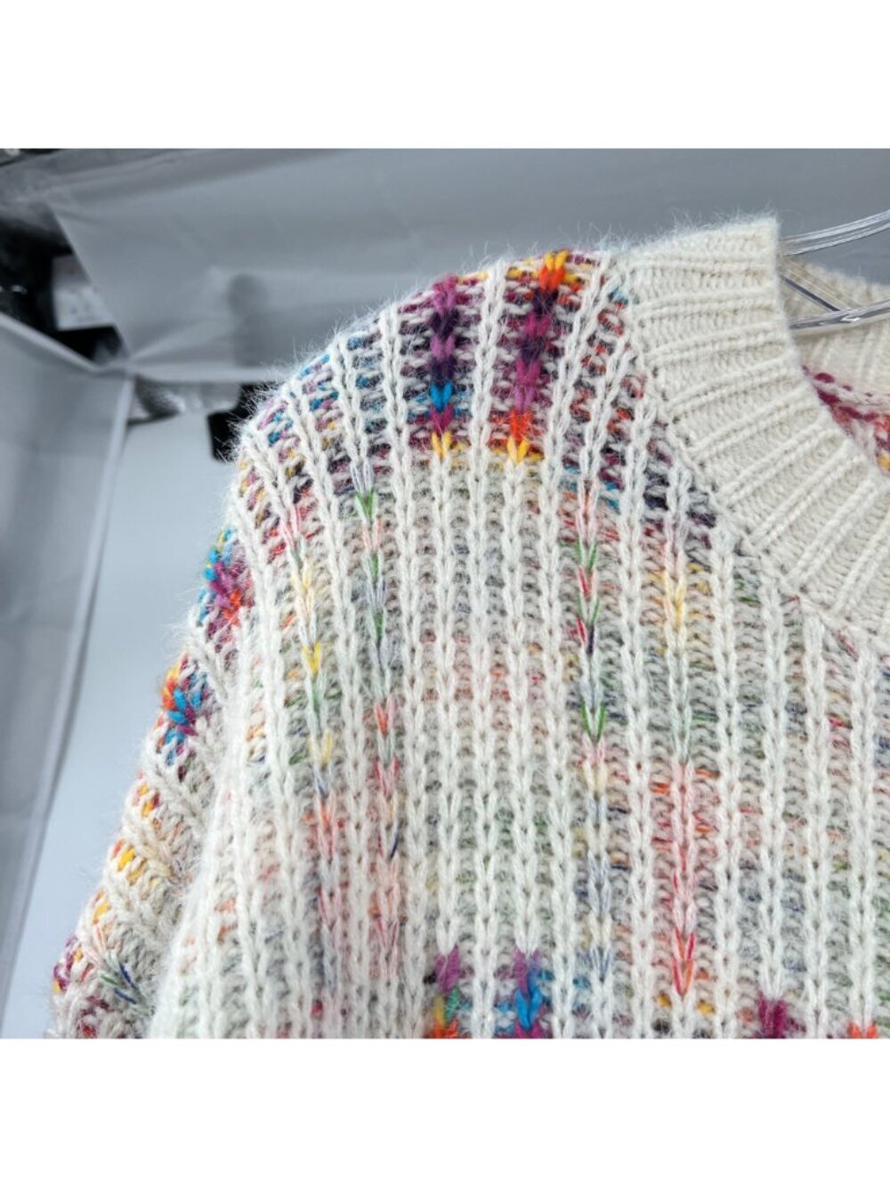 Tea n Rose Womens Fuzzy Knit Pullover Sweater Multicolor Print Size XL - Picture 5 of 9